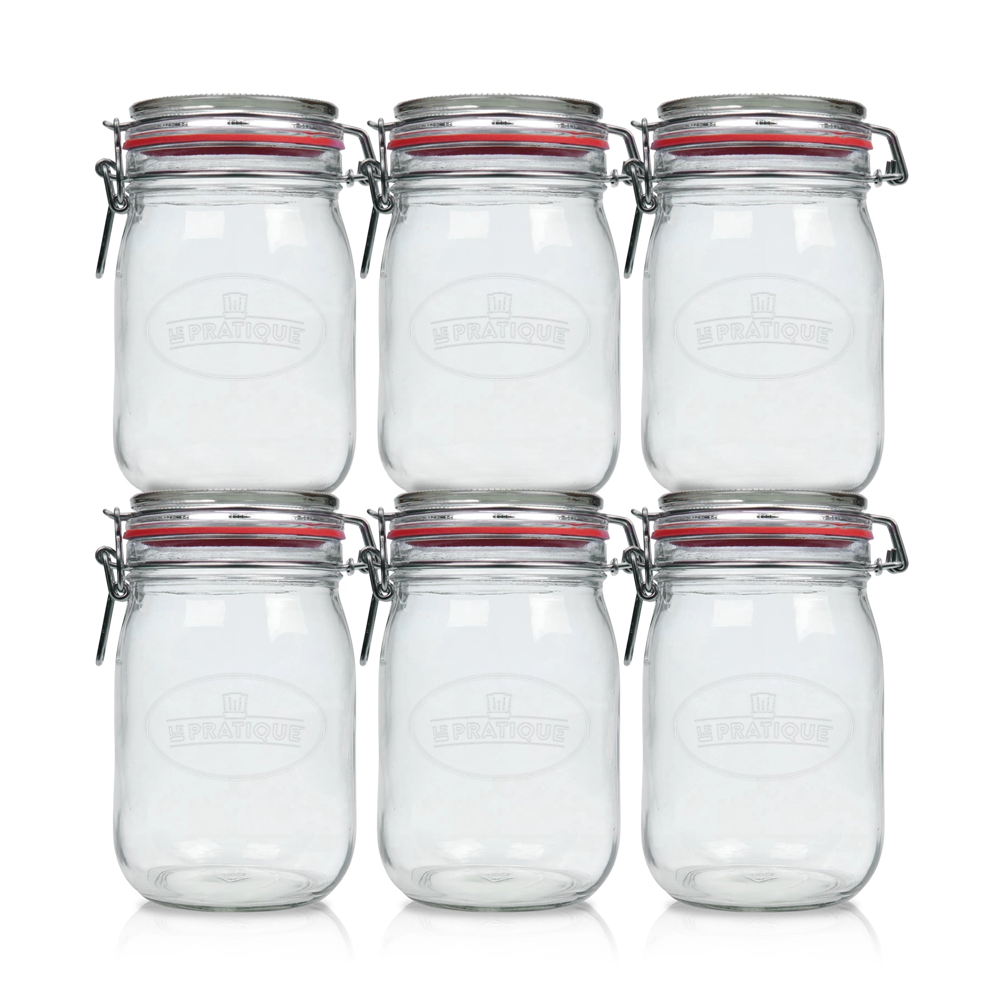 Le Pratique - Weckpot - 6x1 Liter - Set van 6 Beugelpotten 1000ml - set van 6 - productfoto