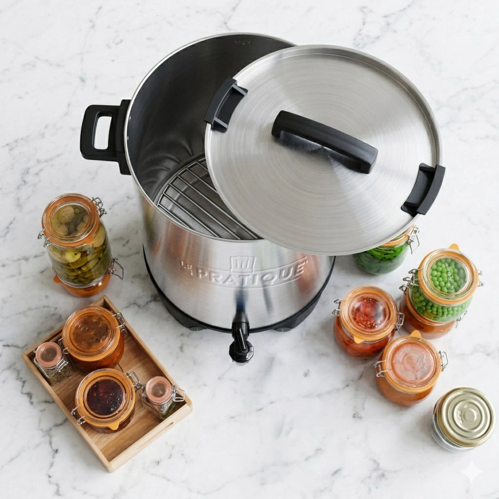 Le Pratique - Steriliseerketel RVS LCD 2200W - 14 Potten van 1 Liter - sfeerbeeld