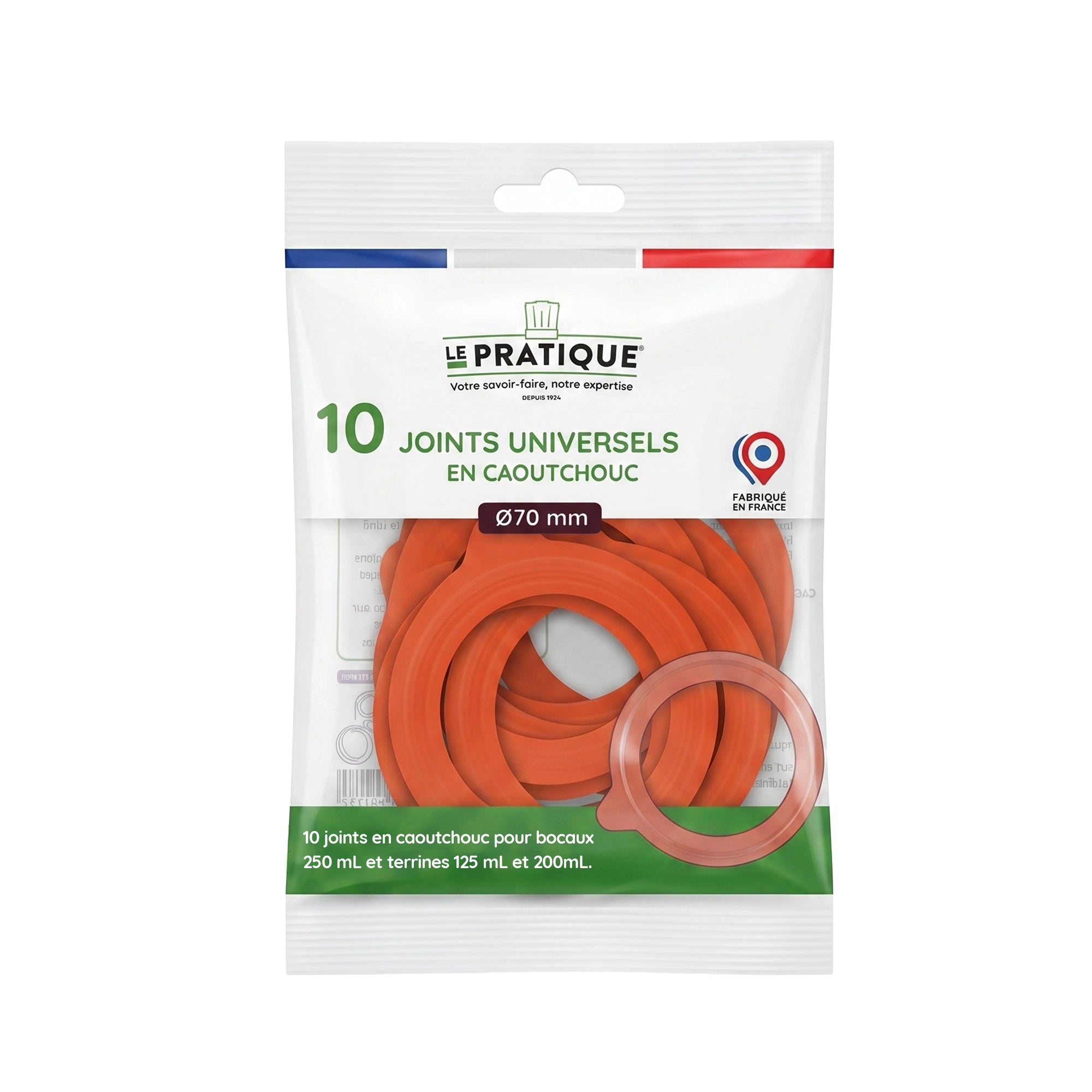Le Pratique - Universele Rubberringen voor Weckpot - 70mm - Set van 10 - verpakking