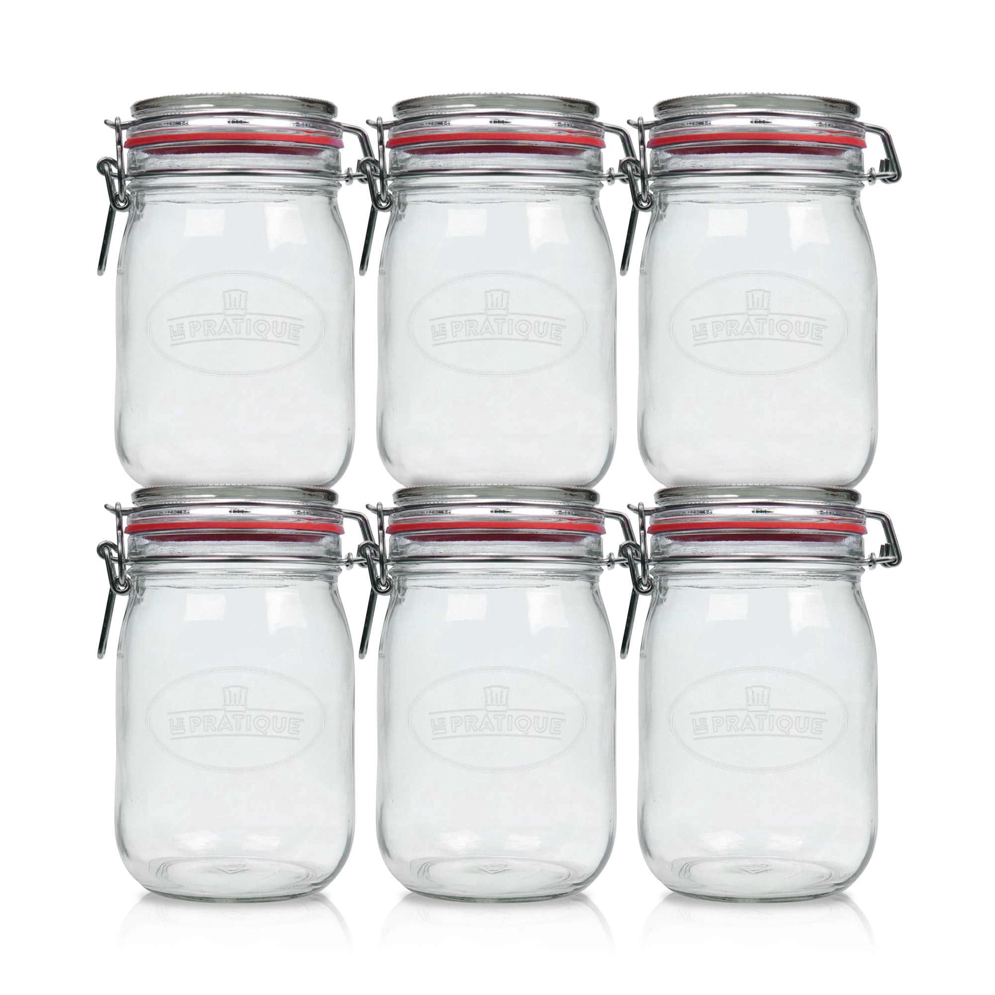 Le Pratique - Weckpot - 6x1 Liter - Set van 6 Beugelpotten 1000ml - set van 6 - productfoto