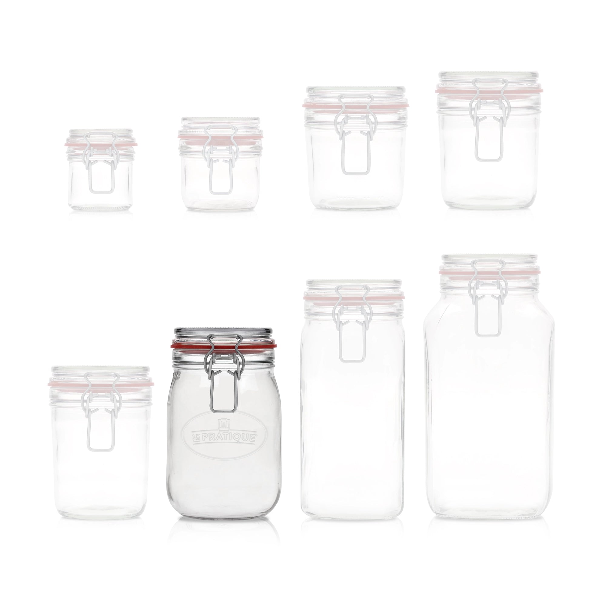 Le Pratique - Weckpot - 6x1 Liter - Set van 6 Beugelpotten 1000ml - maatindicatie