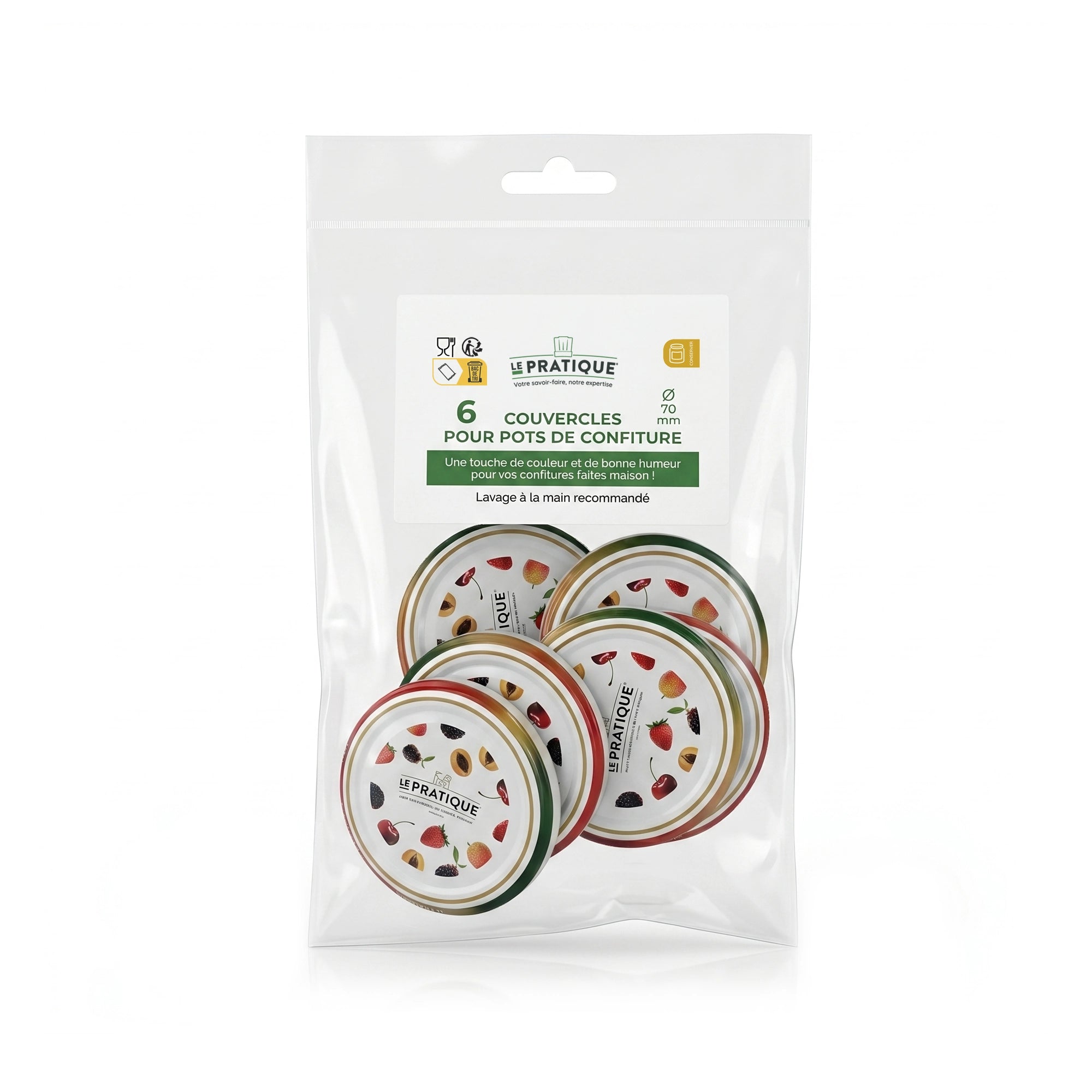 Le Pratique - Twist-Off Deksels 6x70mm - Set van 6 voor Inmaakpotten - set van 6 - productfoto 2