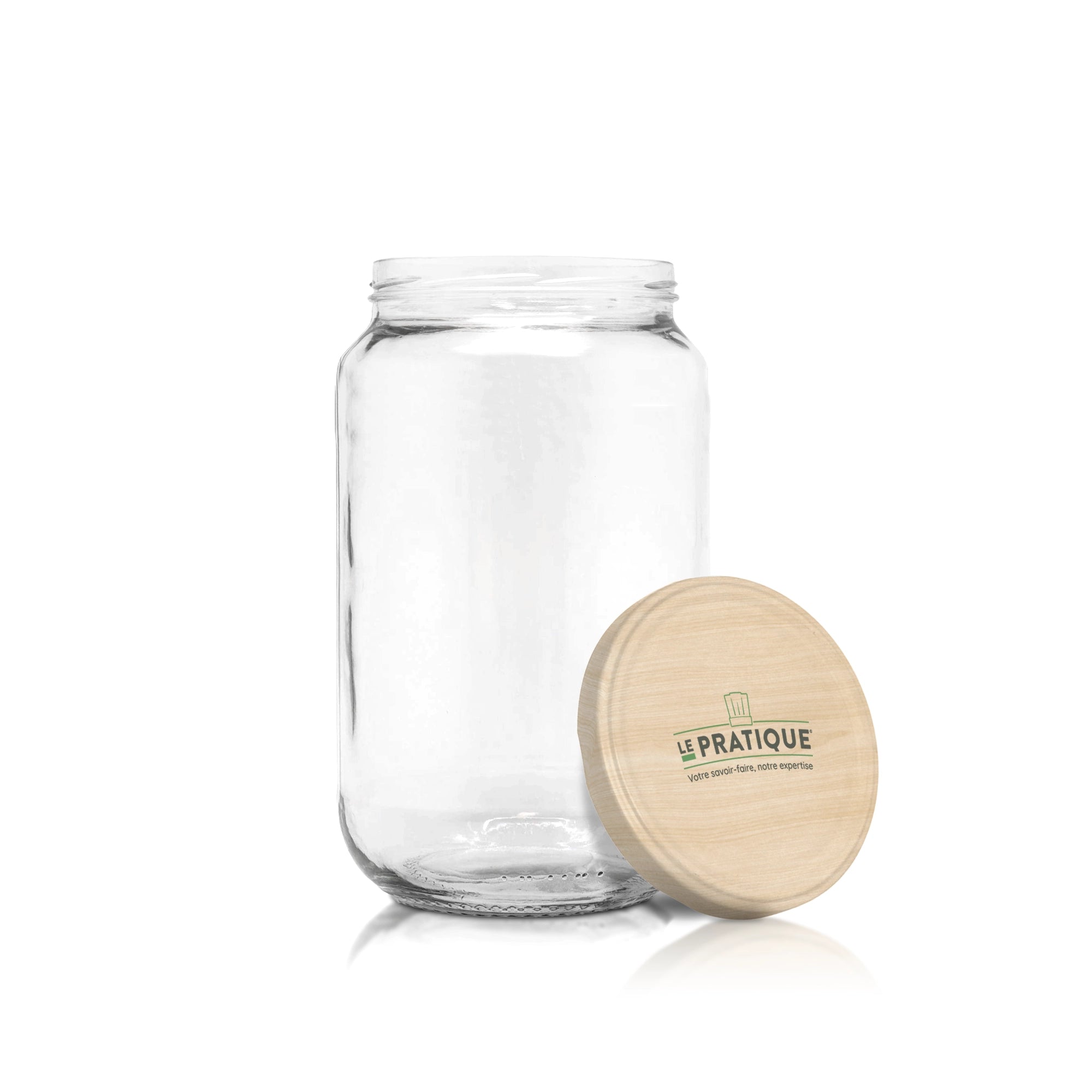 Le Pratique - Glazen Voorraadpot met houtlook deksel 1,6 Liter 1600ml - productfoto