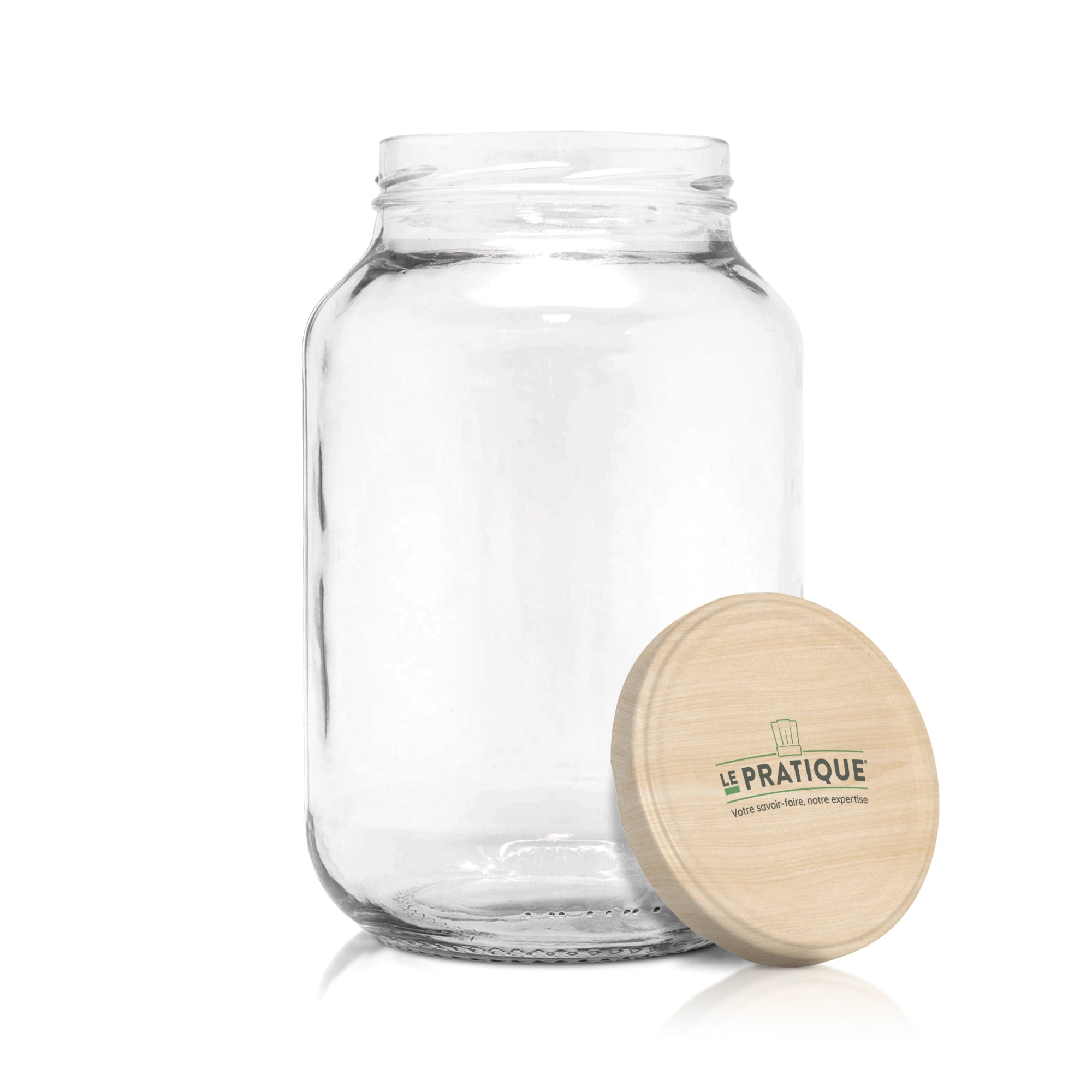 Le Pratique - Glazen Voorraadpot met houtlook deksel 3 Liter 3000ml - productfoto