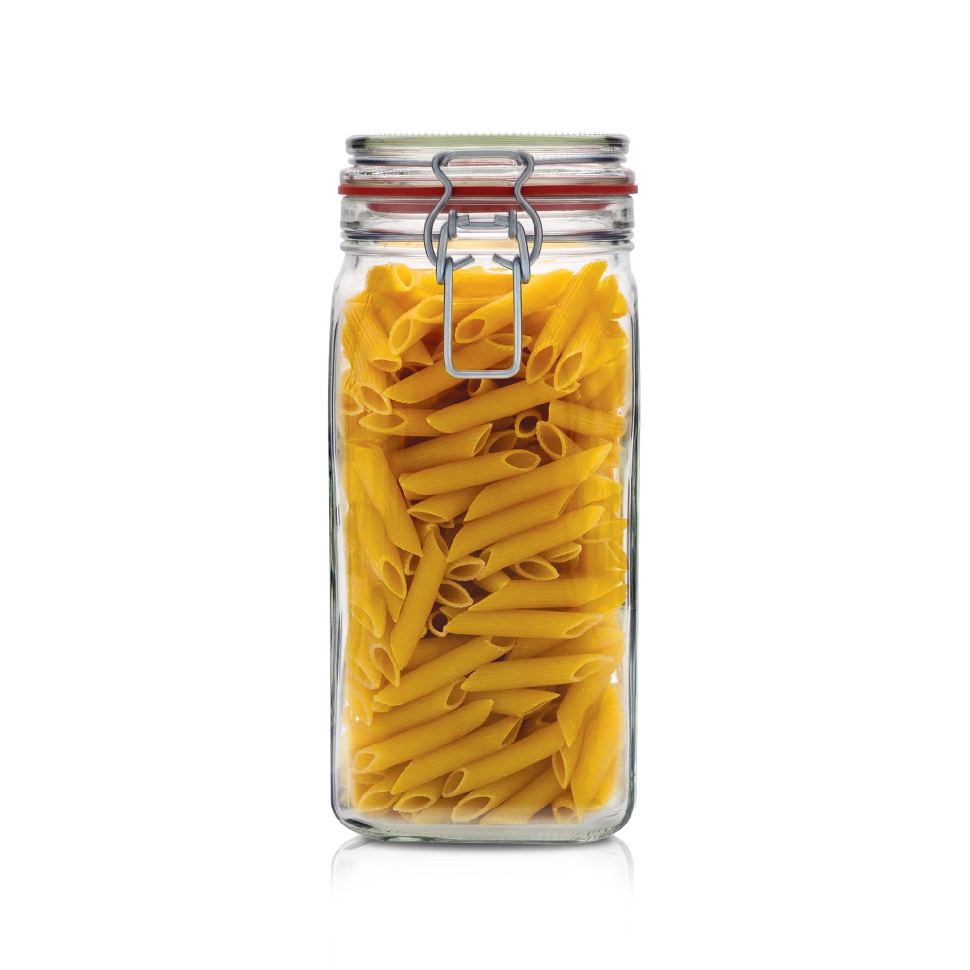 Le Pratique - Weckpot - 1,4 Liter - Vierkante Beugelpot 1400ml - gevuld