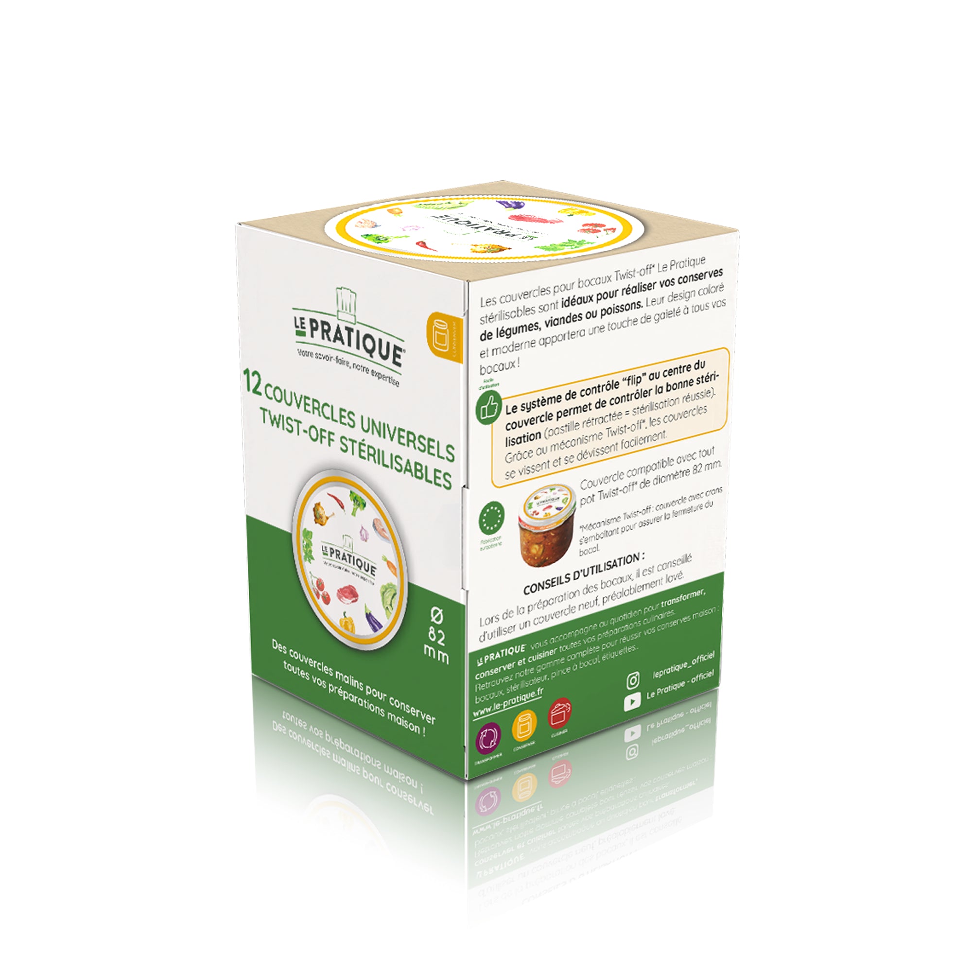 Le Pratique - Twist-Off Deksels 82mm - Set van 6 of 12 voor Inmaakpotten TO82 - verpakking
