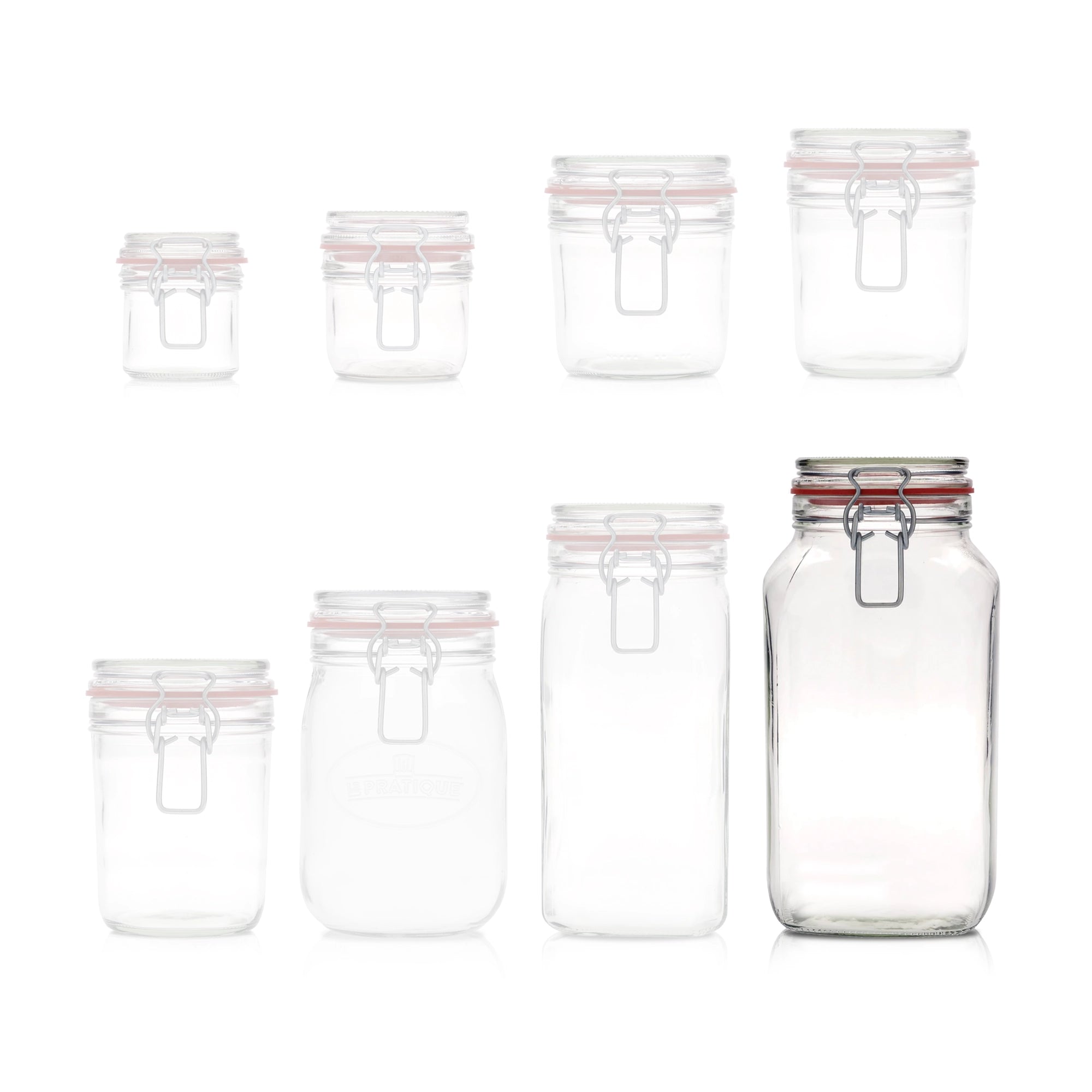 Le Pratique - Weckpot - 2,5 Liter - Vierkante Beugelpot 2500ml - maatindicatie